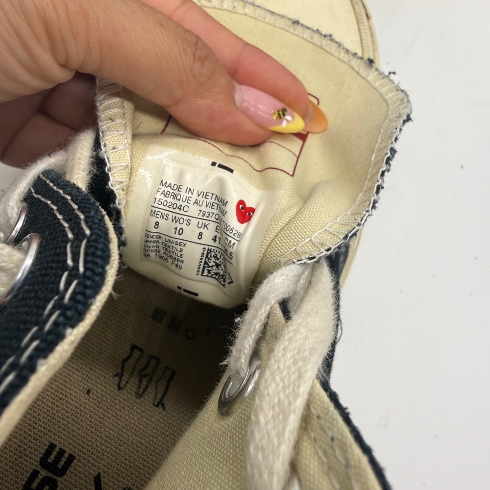 Converse x CDG PLAY Chuck 70 High Top Mens 8 Womens 10 Black Heart Logo - Picture 7 of 7